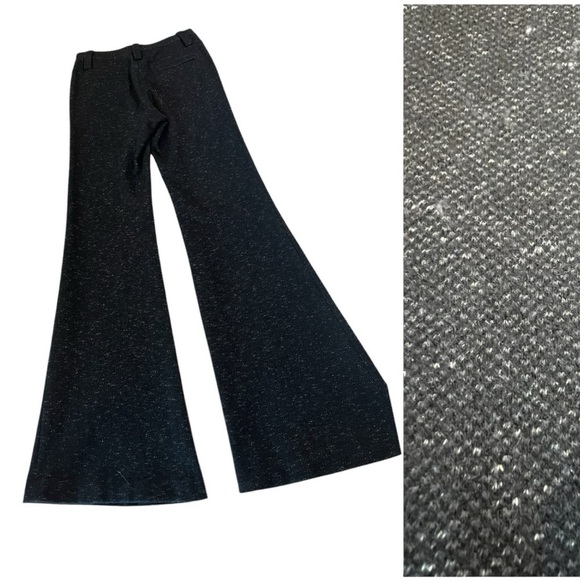DVF Diane Von Furstenberg Wool Classic Ponte Trousers Speckled Black Grey Size 2 - Picture 2 of 15
